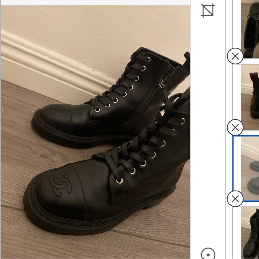 Chanel leather black boots